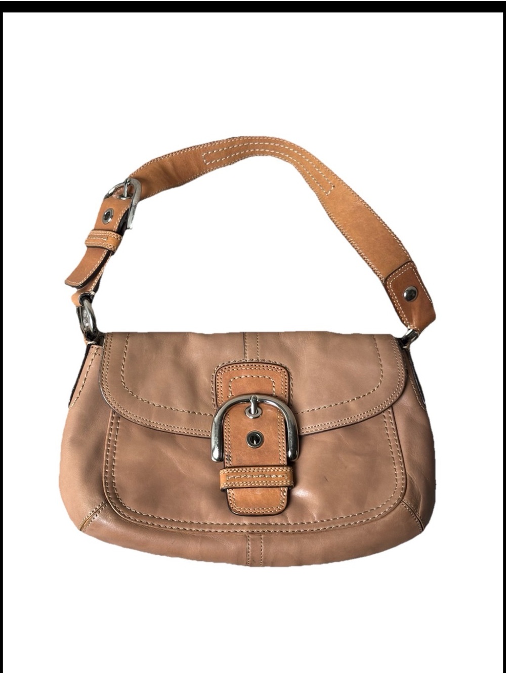 Vintage COACH Soho Flap Y2K F13105 Tan Leather Soho Shoulder Bag